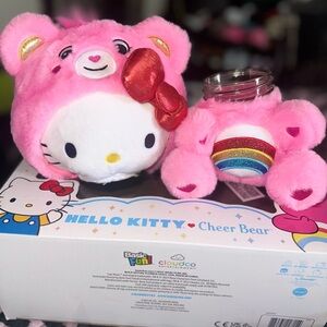 Hello Kitty Pink Cheer Bear Plush Jar Holder with Rainbow Detail